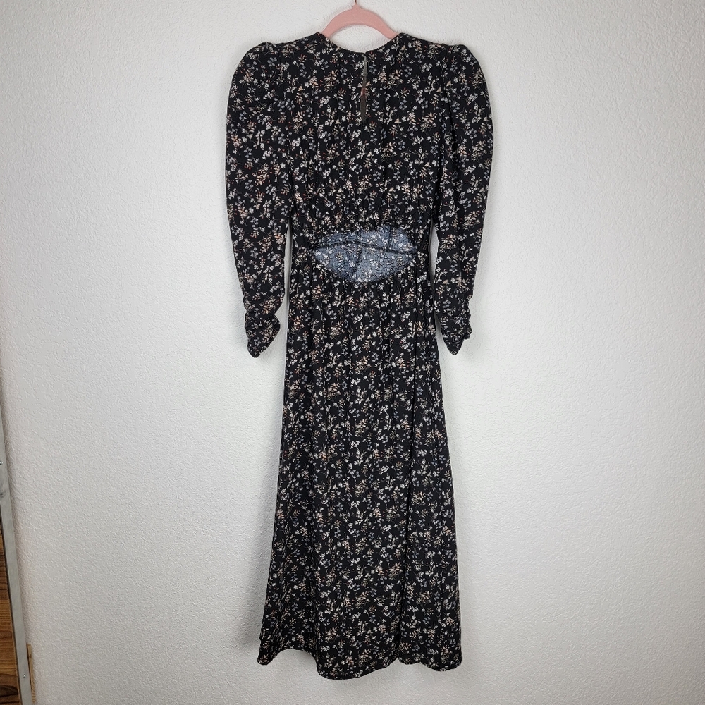 Revolve ASTR The Label Floral Midi Maxi Dress Open Back Black XS - Picture 3 of 8